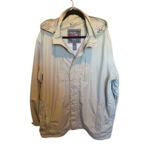 Eddie Bauer Mens WeatherEdge Protection Hooded Jacket‎ XL Khaki Lightweight
